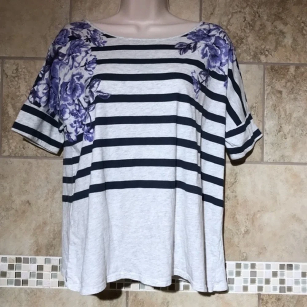 Anthropologie Pilcro and the Letterpress Striped Floral Shirt XS